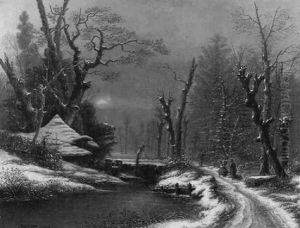Faggot Gatherers On A Snowy Path by Luigi Bartezzati