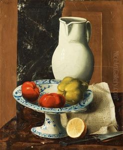 Nature Morte Med Vit Kanna Och Frukter (nature Morte With White Pitcher And Fruits) by Amade (Ernst Amadeus) Barth