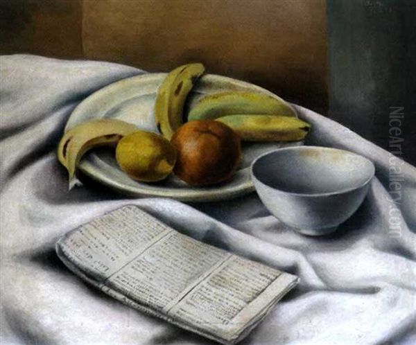 Stilleben Mit Fruchten Und Zeitung - view 1