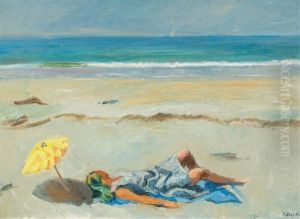 Liegende Am Strand by Paul Basilius Barth