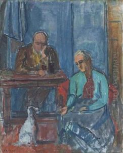 Selbstbildnis Mit Gattin Und Hund by Paul Basilius Barth
