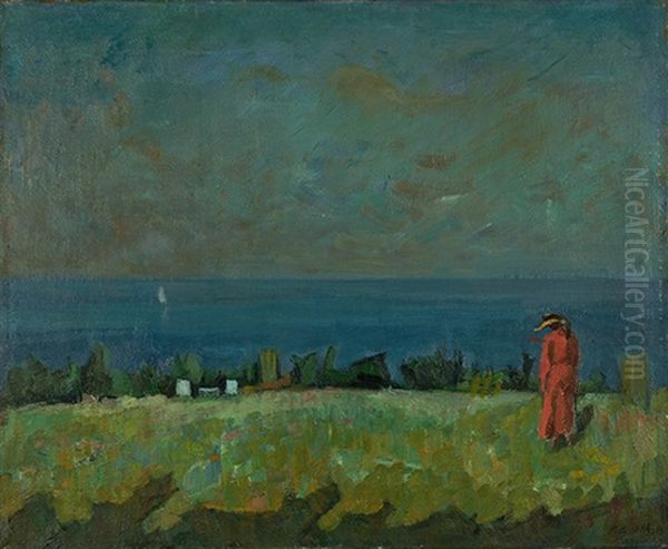 Uferlandschaft Mit Roter Figur - view 1
