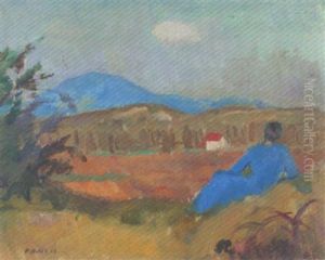 Landschaft Mit Liegender Frau by Paul Basilius Barth