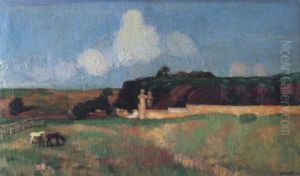 Weite Landschaft Mit Portal Und Weidenden Pferden by Paul Basilius Barth