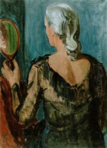 Frau Mit Spiegel by Paul Basilius Barth