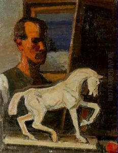 Selbstbildnis Mit Pferd by Paul Basilius Barth