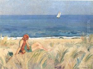 Sitzende Frau Am Meeresstrand Sitzende Frau Am Meeresstrand
