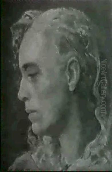 Frauenkopf Mit Hellem Schleier-portrait Frau Barth - view 1