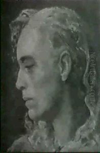 Frauenkopf Mit Hellem Schleier-portrait Frau Barth by Paul Basilius Barth