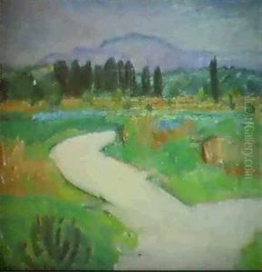 Wegkreuzung In Einer Sommerlandschaft Wegkreuzung In Einer Sommerlandschaft