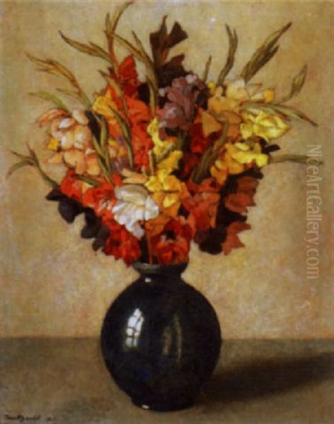 Stilleben Mit Gladiolen In Blauer Vase - view 1