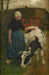 Fermiere Et Sa Vache by Charles William Bartlett