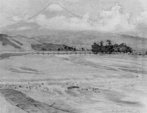 View Of Japan With Water And Distant Mountain by Charles William Bartlett