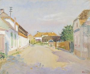 Rue De Village Animee by Lucien Adrion