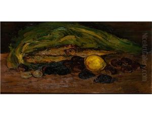 Stillleben Mit Fischen Und Fruchten by Giovanni Bartolena