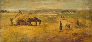 Mietitura Nella Campagna Livornese by Giovanni Bartolena