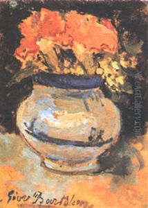 Vaso Con Fiori Rossi by Giovanni Bartolena