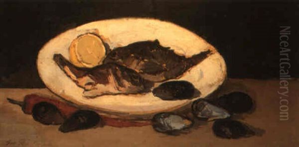 Natura Morta Con Cozze, Pesci E Limone - view 1