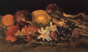 Natura Morta Con Fiori E Limoni by Giovanni Bartolena
