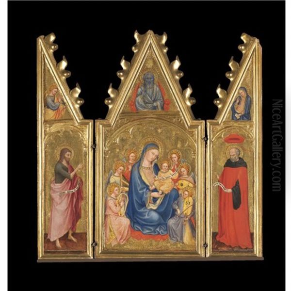 The Madonna And Child With Music-making Angels, God The Father Aboveleft Wing (+ 2 Others; Triptych) - view 1