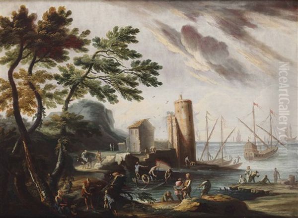 Paesaggio Con Porto E Imbarcazioni - view 1