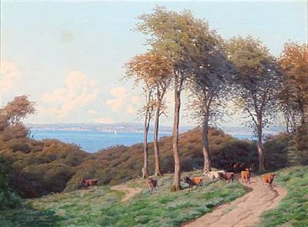 Grazing Cows In A Landscape. C. Bartsch - view 1