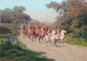 King Frederik Vii And Prince Christian, Later Kin Christian Ix, On Exercises In Ermelunden by Carl Frederik Bartsch