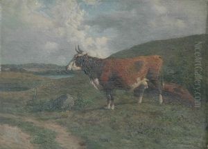 Cow In A Pasture by Carl Frederik Bartsch