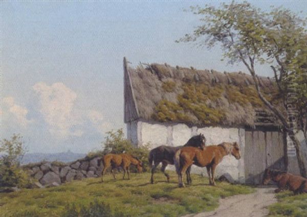 Heste Ved Et Bondehus - view 1