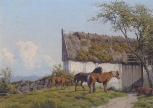 Heste Ved Et Bondehus Heste Ved Et Bondehus