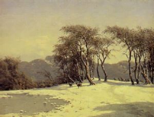 Vinterlandskab Med Ravildt I Skovens Udkant by Carl Frederik Bartsch