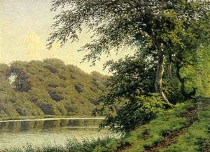 Sensommerskov Med Udsigt Over En So by Carl Frederik Bartsch