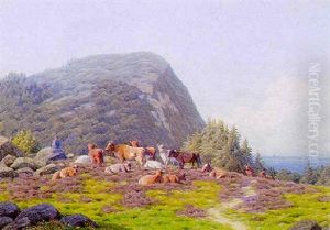 Klippelandskab Med Kvaeg Klippelandskab Med Kvaeg