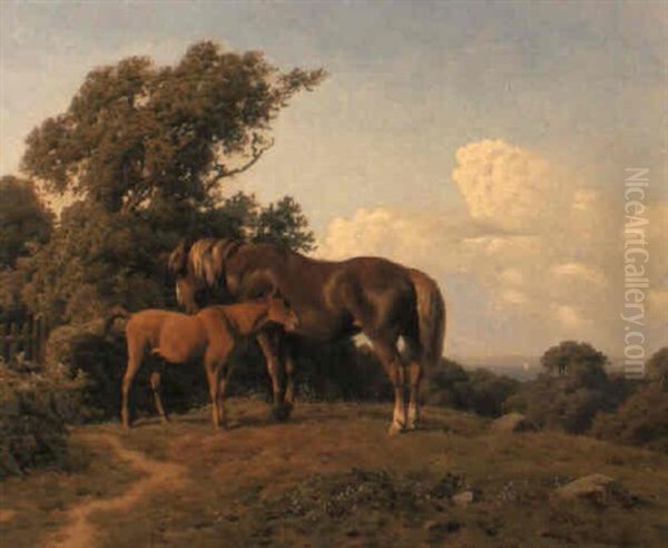 A Mare And Foal In A Landscape - view 1