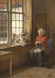 Kartoffelschalerin by Wilhelm Bartsch