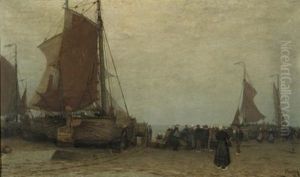 The Ships At Dock by Wilhelm Bartsch