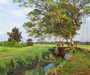 Moorgraben Mit Birken by Wilhelm Bartsch