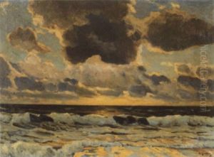 Brandung Bei Sonnenuntergang Auf Sylt