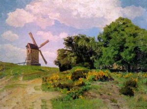 Fruhlingslandschaft Mit Windmuhle by Wilhelm Bartsch