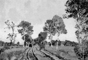 Birkenallee Bei Worpswede In Der Herbstsonne by Wilhelm Bartsch
