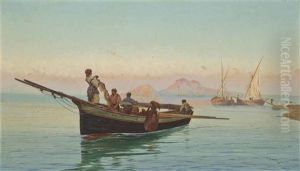 Fishing Vessels On The Coast, Naples by Pietro Barucci