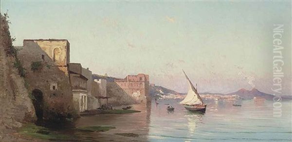 Fishing Vessels By The Palazzo Donn'anna, Naples - view 1