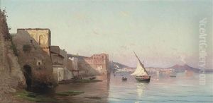 Fishing Vessels By The Palazzo Donn'anna, Naples by Pietro Barucci