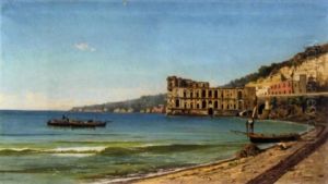 A View Of Palazzo Donn'anna Along The Coast Of Posillipo, Bay Of Naples by Pietro Barucci
