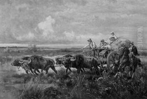 Peasants With Hay Cart by Pietro Barucci