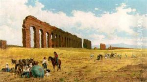 Harvesters On The Roman Campagna by Pietro Barucci