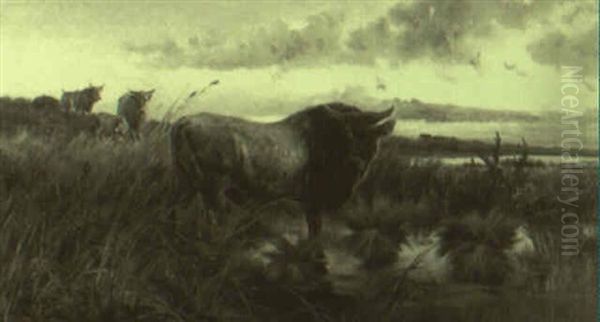Bulls In A Landscape - view 1