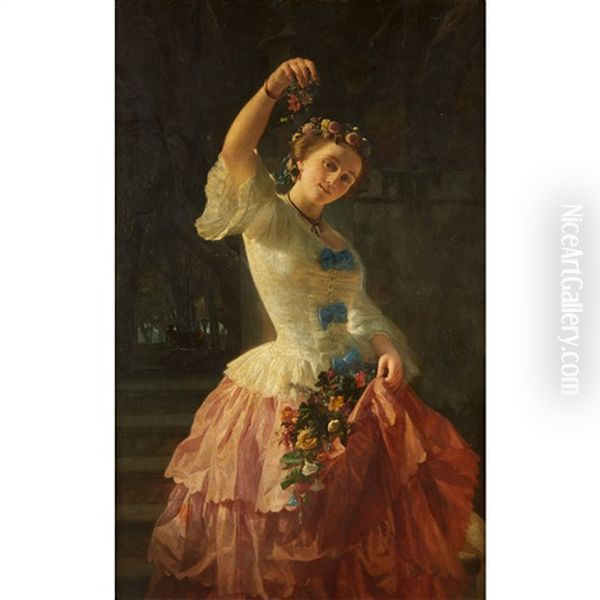 Woman With Flowers - view 1