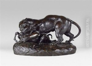 Tigre Surprenant Une Antilope by Antoine-louis Barye