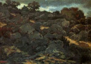Cerf Dans Les Rochers De Fontainebleau by Antoine-louis Barye